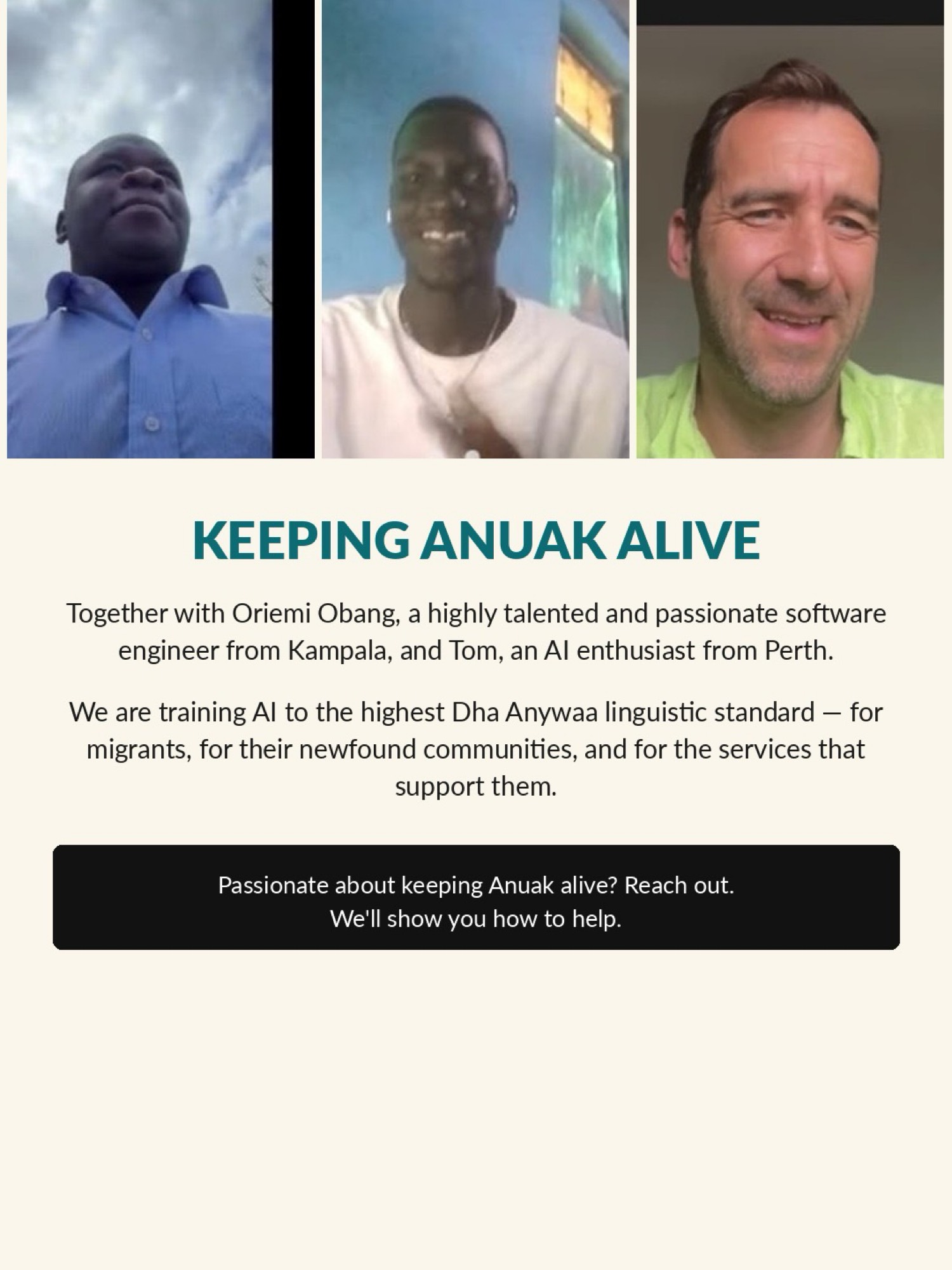 Keeping Anuak Alive — Oriemi Obang, community, and Tom